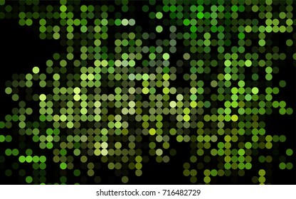 Dark Green vector banner with circles, spheres. Abstract spots. Background of Art bubbles in halftone style with colored gradient.