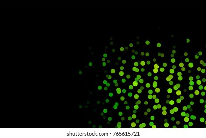 Dark Green vector banner with circles, spheres. Abstract spots. Background of Art bubbles in halftone style with colored gradient.