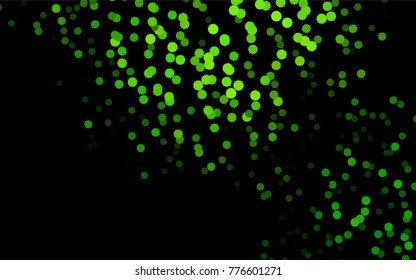 Dark Green vector banner with circles, spheres. Abstract spots. Background of Art bubbles in halftone style with colored gradient.