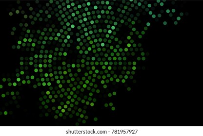 Dark Green vector banner with circles, spheres. Abstract spots. Background of Art bubbles in halftone style with colored gradient.