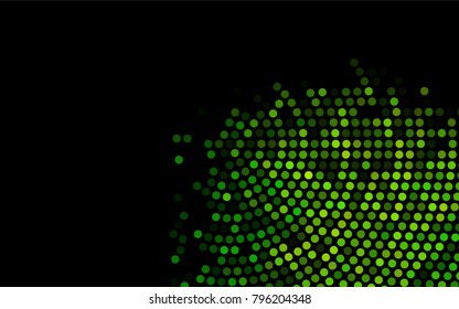 Dark Green vector banner with circles, spheres. Abstract spots. Background of Art bubbles in halftone style with colored gradient.