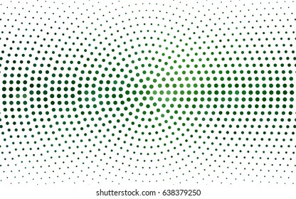 Dark Green vector banner set of circles, spheres. Donuts Background. Creative Design Templates. Technology halftone illustration.