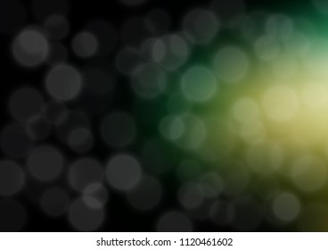 Dark Green vector blurred bokeh and colored background. Creative illustration with gradient. The template for backgrounds of cell phones.