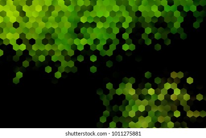 Dark Green vector blurry hexagon background design. Geometric background in Origami style with gradient. 