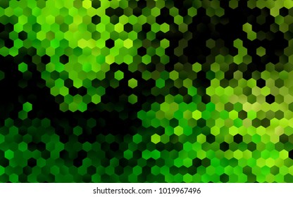 Dark Green vector blurry hexagon background design. Geometric background in Origami style with gradient. 