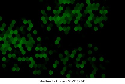 Dark Green vector blurry hexagon background design. Geometric background in Origami style with gradient. 