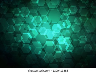 Dark Green vector blurry hexagon background. A sample with polygonal shapes. hexagonal pattern for your business design.