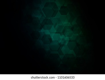 Dark Green vector blurry hexagon template. Creative illustration in halftone style with gradient. The textured pattern can be used for background.