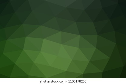 Dark Green vector blurry hexagon blurry triangle. Creative illustration in halftone style with gradient. A completely new template for your business design.