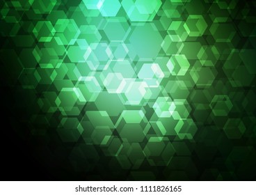 Dark Green vector blurry hexagon pattern. A sample with polygonal shapes. The template can be used as a background for cell phones.