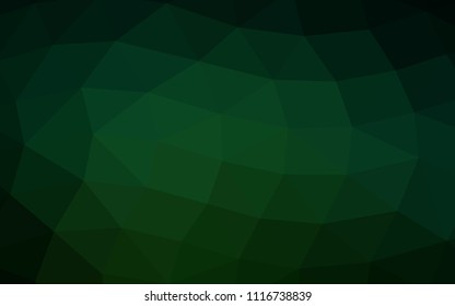 Dark Green vector blurry hexagon blurry triangle. Triangular geometric sample with gradient.  The template can be used as a background for cell phones.