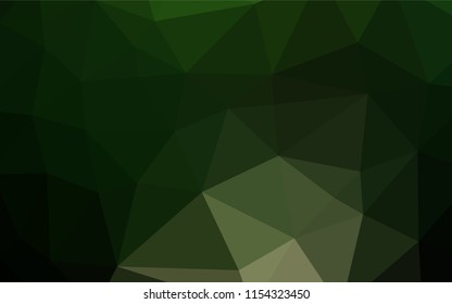 Dark Green vector blurry hexagon pattern. Shining illustration, which consist of triangles. Brand new design for your business.