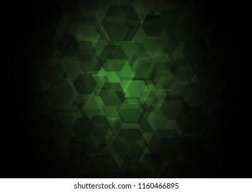 Dark Green vector blurry hexagon background. Colorful illustration in abstract style with gradient. The textured pattern can be used for background.