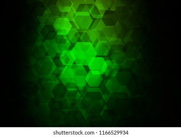Dark Green vector blurry hexagon template. An elegant bright illustration with gradient. The template can be used as a background for cell phones.