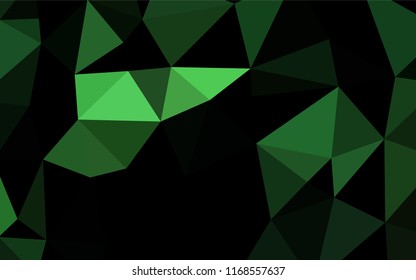 Dark Green vector blurry hexagon texture. Shining illustration, which consist of triangles. The template can be used as a background for cell phones.