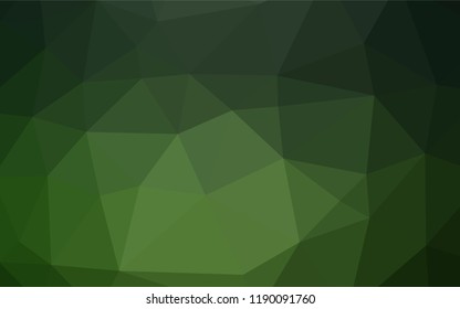Dark Green vector blurry hexagon pattern. Triangular geometric sample with gradient.  The best triangular design for your business.