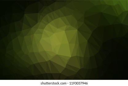 Dark Green vector blurry hexagon pattern. Shining illustration, which consist of triangles. A new texture for your design.
