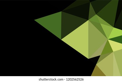 Dark Green vector blurry hexagon template. Triangular geometric sample with gradient.  The template can be used as a background for cell phones.