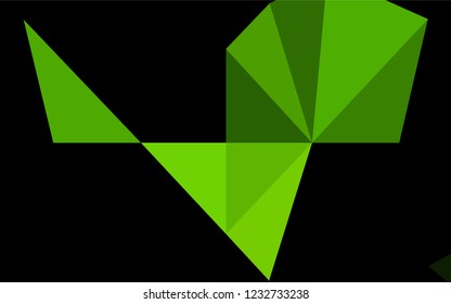 Dark Green vector blurry hexagon template. Triangular geometric sample with gradient.  The completely new template can be used for your brand book.