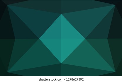 Dark Green vector blurry hexagon texture. Triangular geometric sample with gradient.  A completely new design for your business.