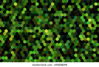 Dark Green vector blurry hexagon background design. Geometric background in Origami style with gradient. 