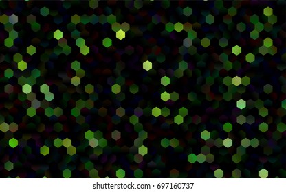 Dark Green vector blurry hexagon background design. Geometric background in Origami style with gradient. 