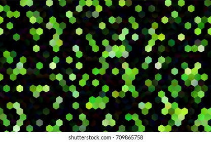 Dark Green vector blurry hexagon background design. Geometric background in Origami style with gradient. 