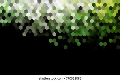 Dark Green vector blurry hexagon background design. Geometric background in Origami style with gradient. 