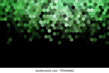 Dark Green vector blurry hexagon background design. Geometric background in Origami style with gradient. 