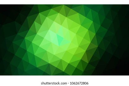 Dark Green vector blurry triangle background design. Geometric background in Origami style with gradient. 