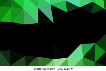 Dark Green vector blurry triangle texture. Creative illustration in halftone style with gradient. Triangular pattern for your business design.
