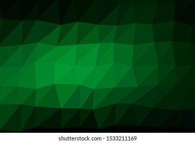 Dark Green vector blurry triangle pattern. Creative illustration in halftone style with gradient. Template for a cell phone background.