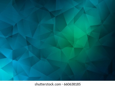 Dark Green vector blurry triangle pattern. Creative illustration in halftone style with gradient. The best triangular design for your business.