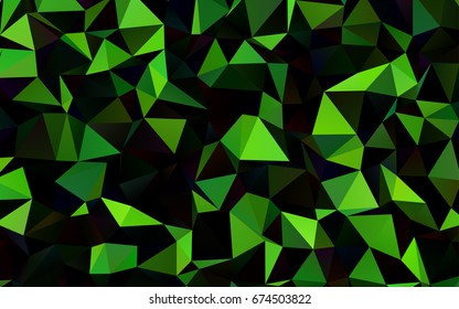 Dark Green vector blurry triangle template. Triangular geometric sample with gradient.  The polygonal design can be used for your web site.