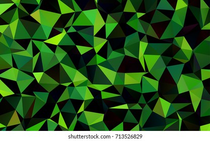 Dark Green vector blurry triangle background. Triangular geometric sample with gradient.  Brand-new style for your business design.