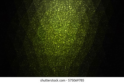 Dark Green vector christmas polygon background. Low poly Illustration consisting of triangles with snowflakes. Texture background of New Year celebration.