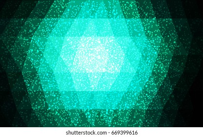 Dark Green vector christmas polygon background. Low poly Illustration consisting of triangles with snowflakes. Texture background of New Year celebration.