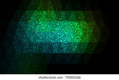 Dark Green vector christmas polygon background. Low poly Illustration consisting of triangles with snowflakes. Texture background of New Year celebration.