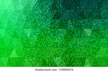 Dark Green vector christmas postcard low polygon background. Illustration consisting of triangles. Abstract triangular polygonal origami or crystal design of New Year celebration.