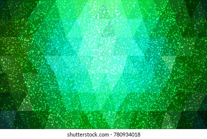 Dark Green vector christmas postcard low polygon background. Illustration consisting of triangles. Abstract triangular polygonal origami or crystal design of New Year celebration.