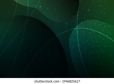 Círculos vectoriales verdes oscuros, líneas con gradiente colorido sobre fondo abstracto. Ilustración con un conjunto de círculos abstractos de colores brillantes. Diseño sencillo para su sitio web.