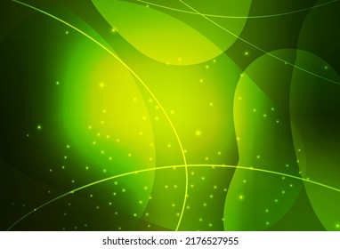 Dark Green vector Circles, lines with colorful gradient on abstract background. Beautiful colored illustration with blurred circles in nature style. Modern template for landing page.