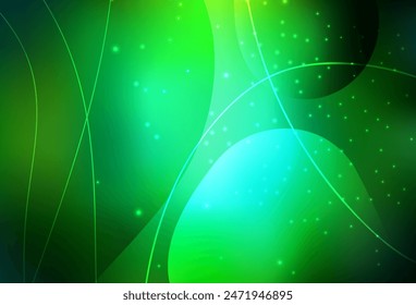 Dark Green vector Circles, lines with colorful gradient on abstract background. Glitter abstract illustration with blurred drops of rain. Modern design for a business card.