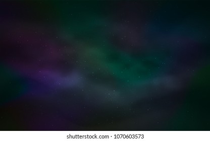 Dark Green vector cover with astronomical stars. Shining colored illustration with bright astronomical stars. Pattern for astronomy websites.