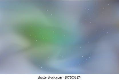 Dark Green vector cover with astronomical stars. Blurred decorative design in simple style with galaxy stars. Pattern for futuristic ad, booklets.