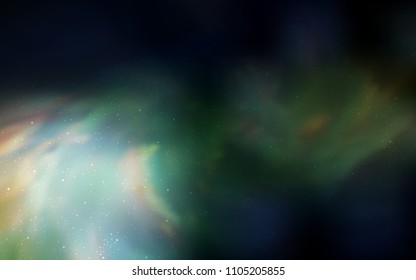 Dark Green vector cover with astronomical stars. Space stars on blurred abstract background with gradient. Pattern for astronomy websites.