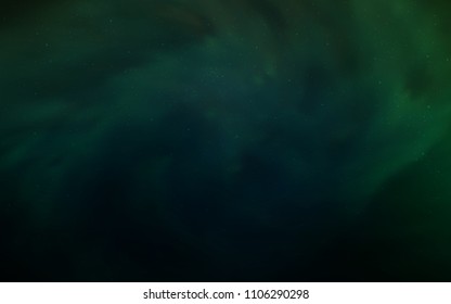 Dark Green vector cover with astronomical stars. Shining colored illustration with bright astronomical stars. Template for cosmic backgrounds.