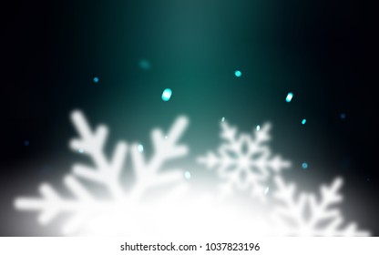 Dark Green vector cover with beautiful snowflakes. Shining colored illustration with snow in christmas style. The pattern can be used for year new  websites.