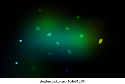 Dark Green vector cover with beautiful snowflakes. Decorative shining illustration with snow on abstract template. The pattern can be used for new year ad, booklets.