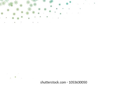 Dark Green vector cover with beautiful snowflakes. Blurred decorative design in xmas style with snow. The pattern can be used for new year ad, booklets.